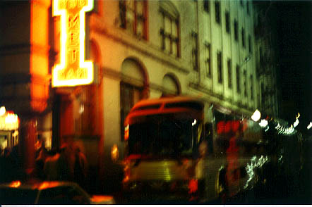 The Tour bus in the streets of Providence