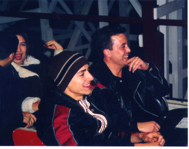 Dan on the Thunderbolt Rollercoaster with the tour manager!